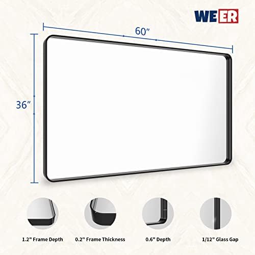 WEER Black Bathroom Vanity Mirror 60X36 Inch - Image 6