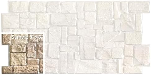 Dundee Deco Beige Faux Limestone PVC 3D Wall Panel, 3.3 ft X 1.7 ft, Interior by DundeeDeco