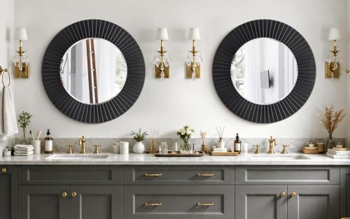 Chende 30'' Black Round Wall Mirror - Image 5