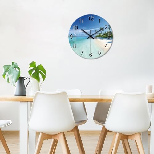 XFM Blue Beach Coastal Wall Clock 16 Inch Silent Seascape - Image 4