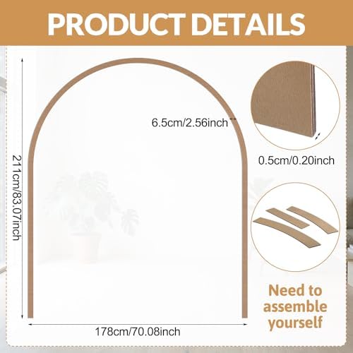 Novabright Unfinished Wood Arch Trim, 80 x 70 Inch - Image 3