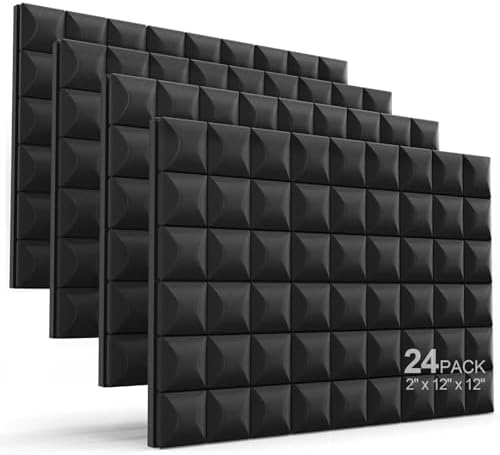 JBER 24 Pack Acoustic Foam Panels, Mushroom Soundproofing Studio foam by JBER