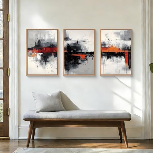 HOURIA Modern Abstract Framed Canvas Wall Art Set-16"x24"x3 - Image 4