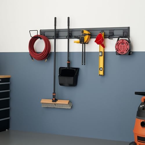 TRINITY 9-Piece Heavy Duty Wall Track Storage System, Wall Mount Utility Rack - Image 2