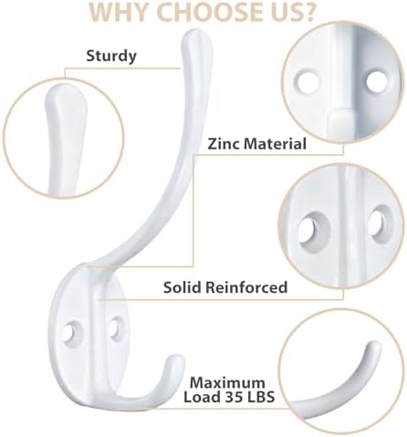 Homanu 14 Pack Coat Hooks Wall Mounted - Image 3