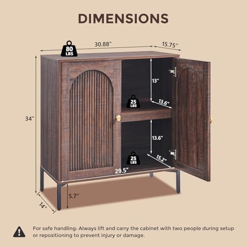 IFGET 34" Tall Modern Arched Sideboard Buffet Cabinet - Image 2