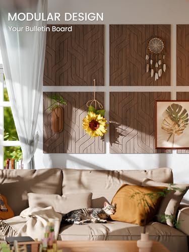 Fluxynara 6-Pack Large Felt Bulletin Board, Walnut Artistic - Image 5