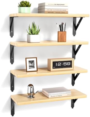 ROMGUAR CRAFT Wood Wall Floating Shelves Set of 4 - Image 7