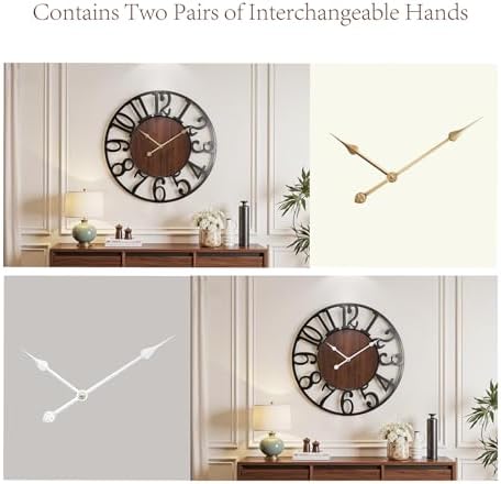 Vantic 32 Inch Large Wall Clock, Arabic Numeral Wood Oversized Wall Clock - Image 4