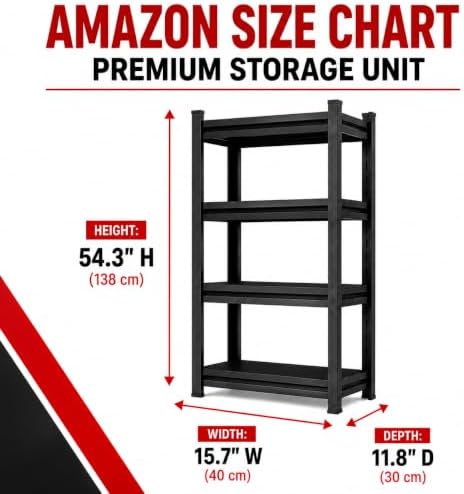 Garage Shelving, 2400 LBS Heavy Duty Metal Storage Shelves, 4-Tier Adjustable - Image 3