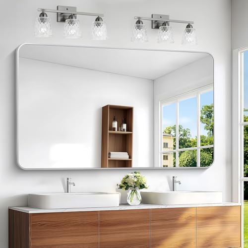 BONEWEI Silver Bathroom Mirror, 60x36 inch Wall Mirror by BONEWEI
