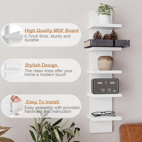 Fun Memories 5 Tier Wall Shelf Unit, Vertical Storage Tower - Image 4