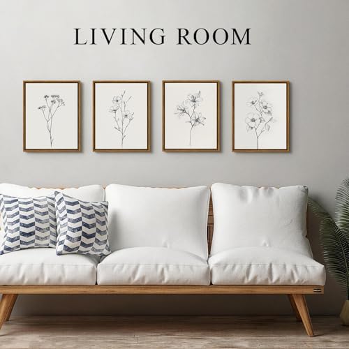VIYYIEA Floral Wall Art Decor Set of 4 Pieces Sketch Botanical 8x10 Inch - Image 3