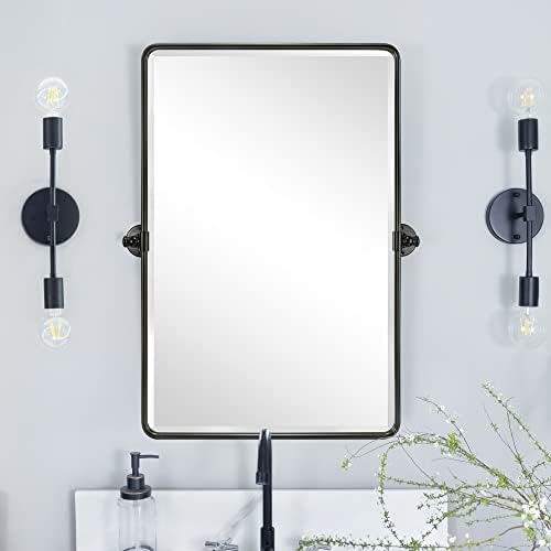 Farmhouse Pivot Rectangle Bathroom Mirror Oil Rubbed Bronze Metal Framed - Image 6