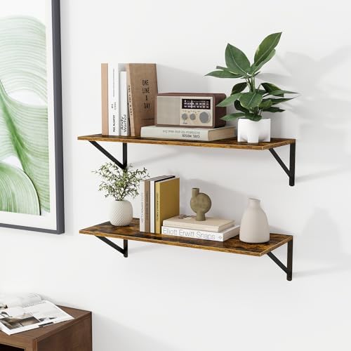 Heimlove 28W x 12D Deep Floating Shelves Set of 2 Rustic Brown - Image 5