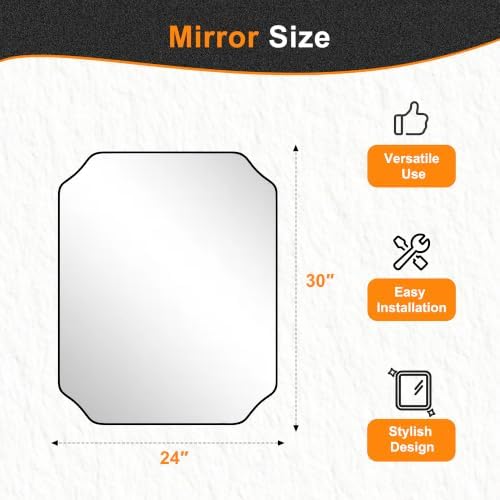 Delma Bathroom Vanity Mirror, Scalloped Round Corner Wall Mirror, - Image 3