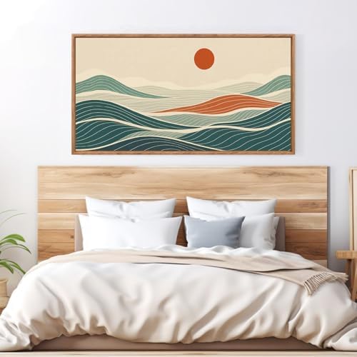CHDITB Long Coastal Framed Wall Art, Minimalist Coastal Horizontal Wall Decor - Image 2