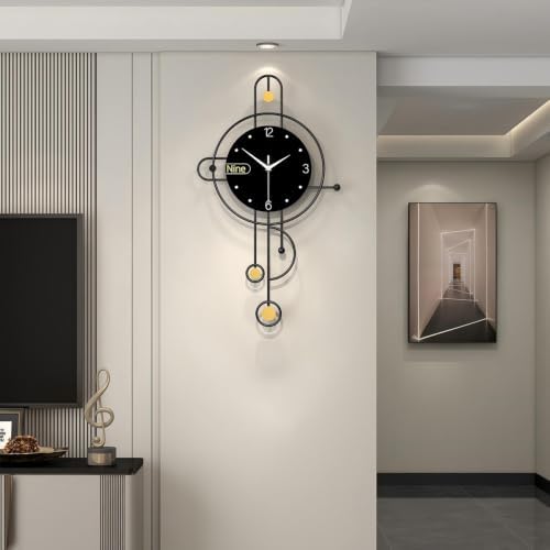 Modern Black Wall Clock Battery Operated - Image 3