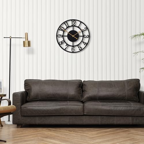 LEIKE Arabic Numeral Wall Clock 10IN Battery Operated Black, Silent Non Ticking - Image 4