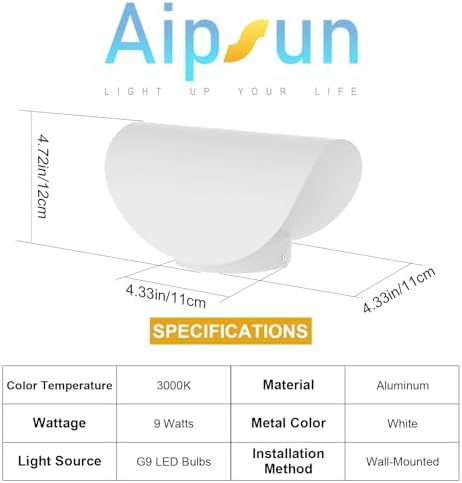 Aipsun LED Wall Sconce Indoor Modern Wall Lights 2 Packs Hardwired Up and Down - Image 4