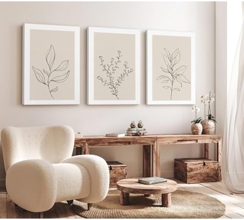 Botanical Wall Art Decor Neutral Wall Decor Boho Beige Canvas Wall Art - Image 3