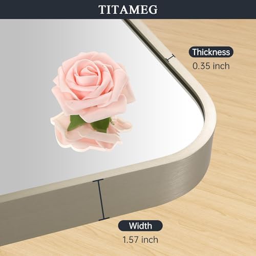 Brushed Nickel Bathroom Mirror for Over Sink, Modern Decorative Vanity Mirror - Image 3