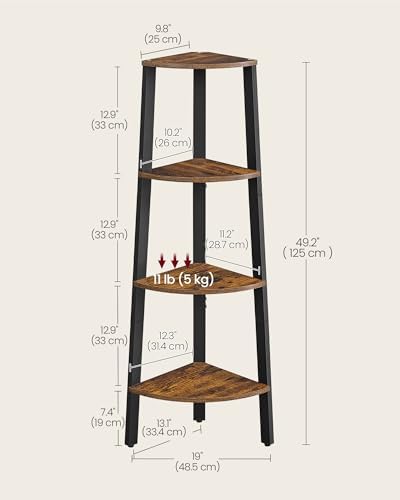 VASAGLE 4-Tier Corner Shelf Stand, Modern Ladder Shelf - Image 3