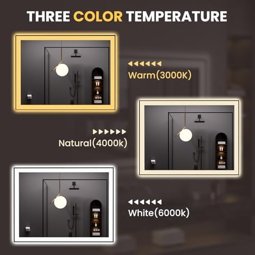 LOAAO 48"X36" LED Bathroom Mirror Black Framed - Image 6