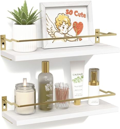 RICHER HOUSE Floating Shelves Bathroom, Small Wall Shelf Over Toilet 2 Set by RicherHouse