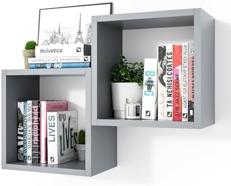 Kaboon Cube Floating Shelves Set2, Display Shelves Wall Mount 7.75" D x 12.5" W by Kaboon
