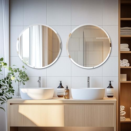 Frameless Round Wall Mirror: Modern Glass Mirror 15.8x15.8 inch - Image 3