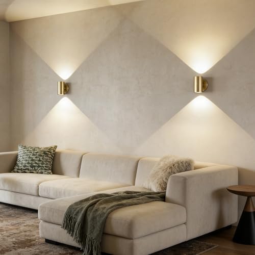 Tubicen Led Wall Decor Sconces Set of 2, Indoor Modern Gold Light Small Lamp - Image 5