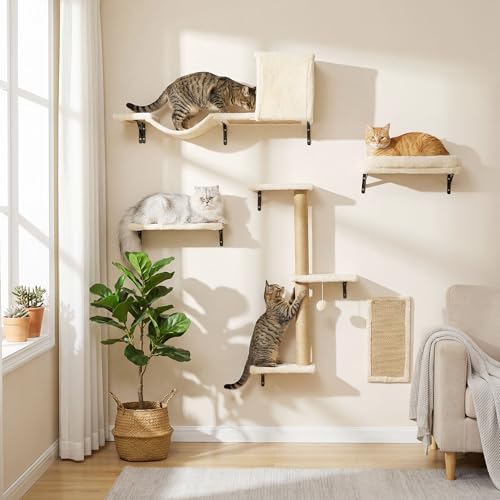MEWANG Cat Wall Shelves, 5-in-1 Cat Wall Furniture Set by MEWANG