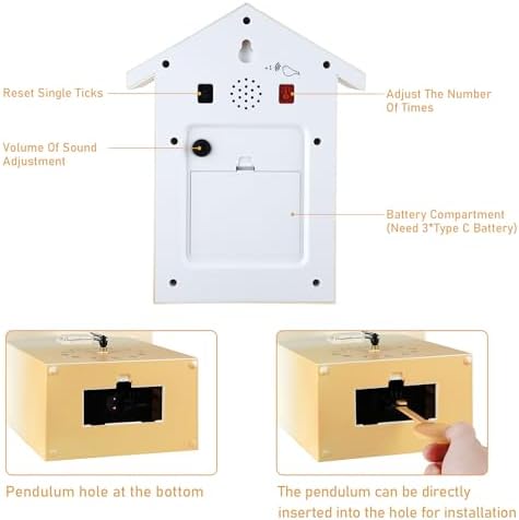KEYPOWER Cuckoo Clock Cuckoo Wall Clock, Natural Bird Voices Or Cuckoo Call - Image 6