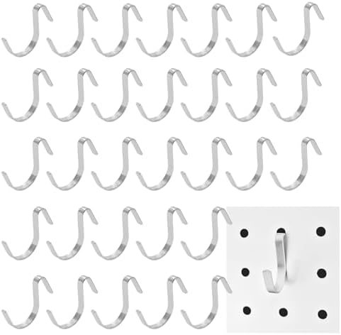 Pegboard J Hooks Silver 40pcs Peg Board Metal Tool Hangers by GCORE