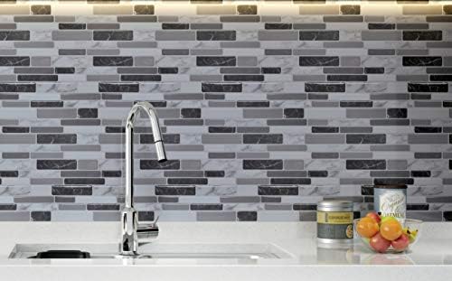 Art3d 6-Pack Peel and Stick Backsplash Wall Tile, 12 x 12 Inch, Marble Grey - Image 4