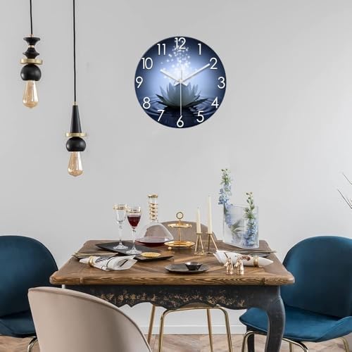 XFM Zen Lotus Flower Wall Clock Blue 12 Inch - Image 2