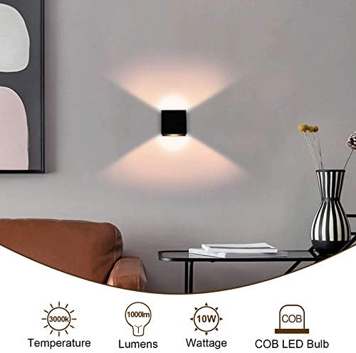 Lightess Small LED Wall Sconce Dimmable Up-Down Black Metal 10W Warm White - Image 6