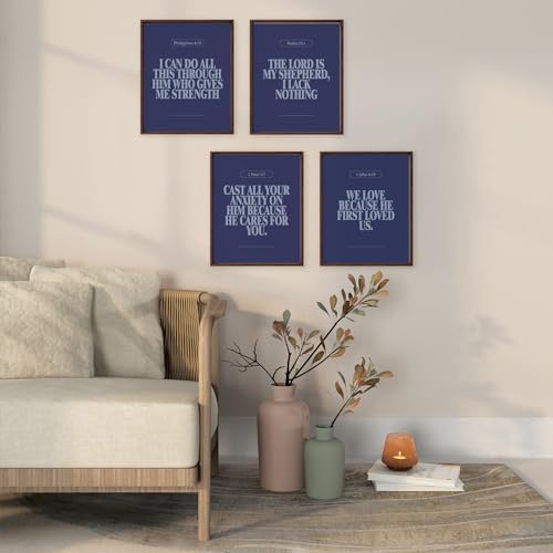 Locomiss Navy Blue Christian Modern Bible Verse Wall Art Decor Posters - Image 5