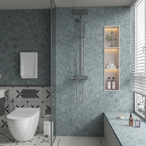 Extra Wide Peel and Stick Wallpaper Blue/Gray Textured Wallpaper 31.5"x354" - Image 3