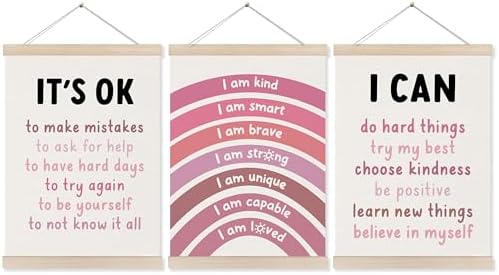 Koesus Inspirational Classroom Pink Rainbow Wall Art Poster Hanger Frame 12x16 by Unknown
