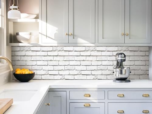 Tomete White Brick Peel and Stick Wallpaper Gray Removable 17.3×118” - Image 5