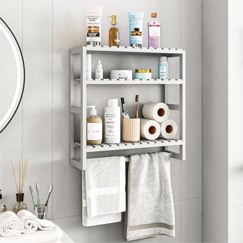 Galood Over The Toilet Storage Bathroom Shelves Wall Mounted 3 Tier White - Image 2