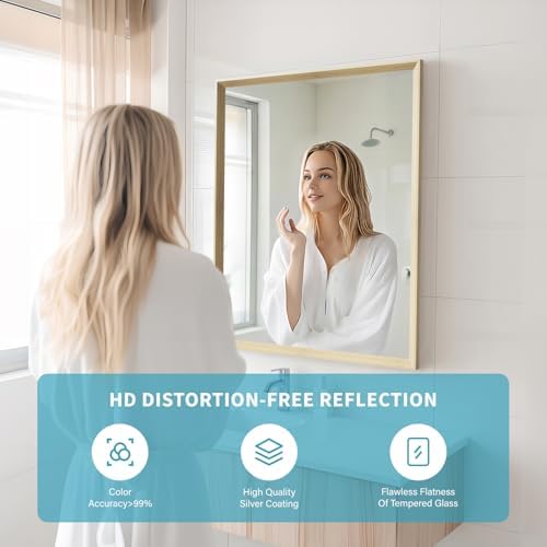Oak Wood Effect Framed Wall Mirror, 24x32 Rectangle Mirror - Image 3