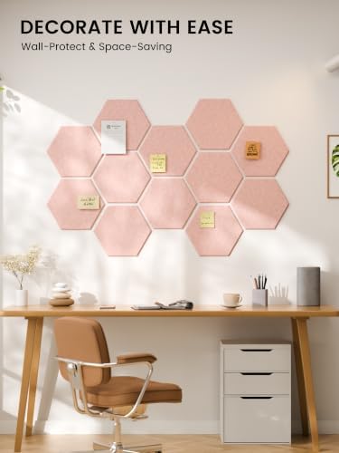 Fluxynara 12-Pack Hexagon Felt Bulletin Board Tiles - Image 6