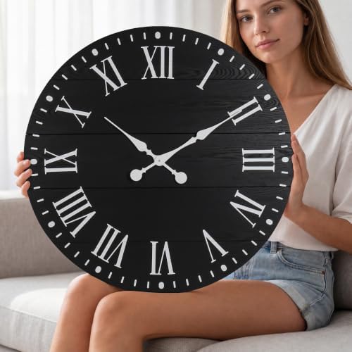 Large Wall Clock with Roman Numeral, 24” Shiplap Farmhouse Clock - Image 7