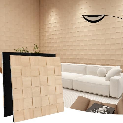 Checkered Acoustic Panels 2-Pack 23.6"x23.6" 3D Wood Grain Sound Absorbing Panel by Laceskyso