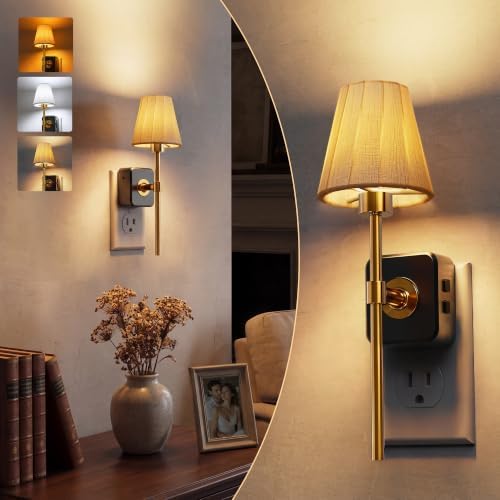 L LOHAS LED Night Lights Plug into Wall, Pleated Fabric Cover Night Light by LLOHASLED