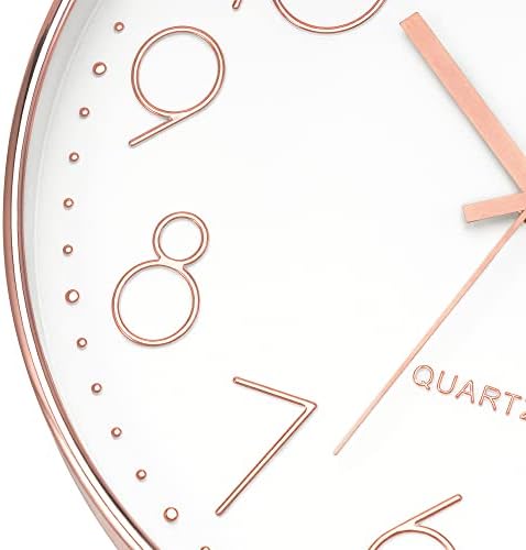 Foxtop 12" Modern Wall Clock Silent Battery Operated Rose Gold Clock - Image 6