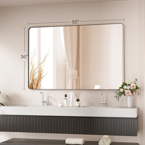 Black Bathroom Mirror 55X36 Inch Bathroom Vanity Mirror - Image 5